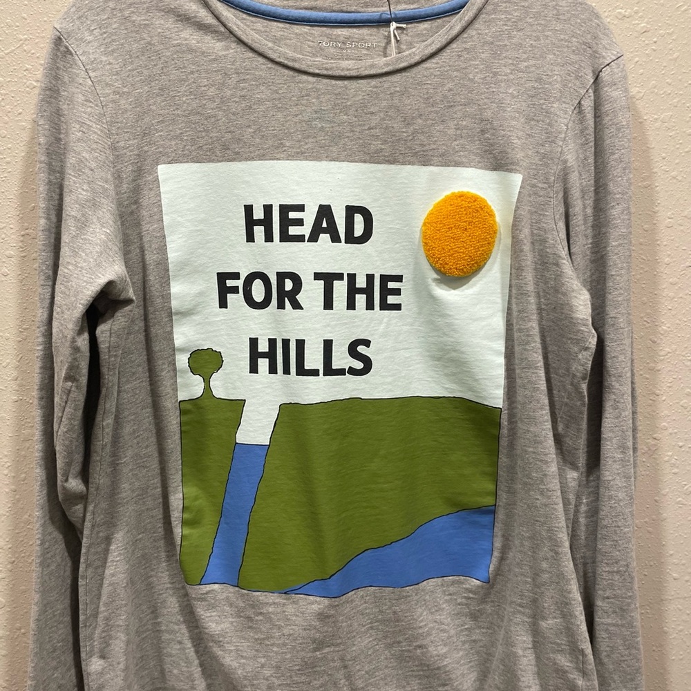 Tory Sport Heather Gray Long Sleeve Tee “Head For The Hills”